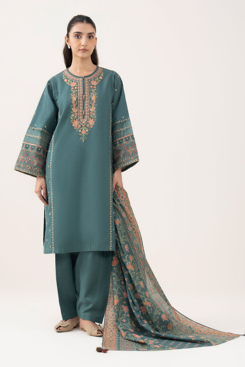 3 Piece - Embroidered Light Khaddar Suit
