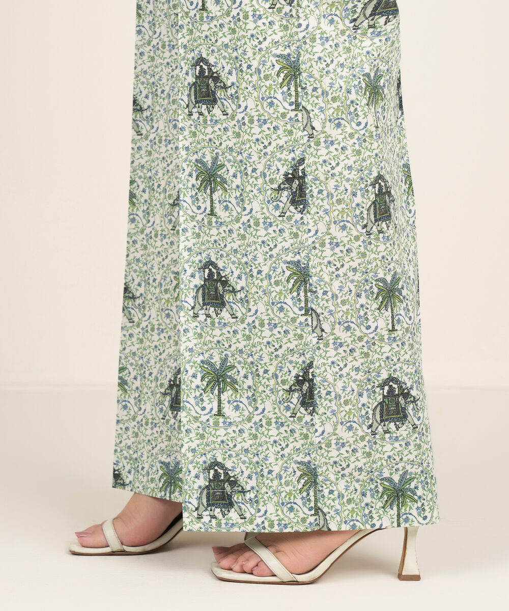 Women's RTW Cambric Printed Green Culottes