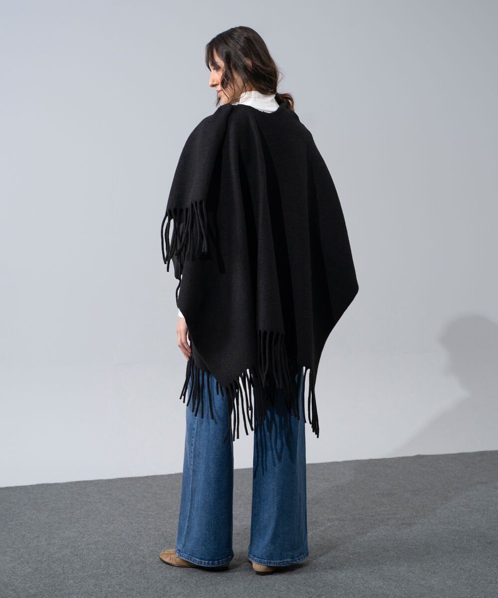 Women's Western Wear Black Polyester Cape Shawl