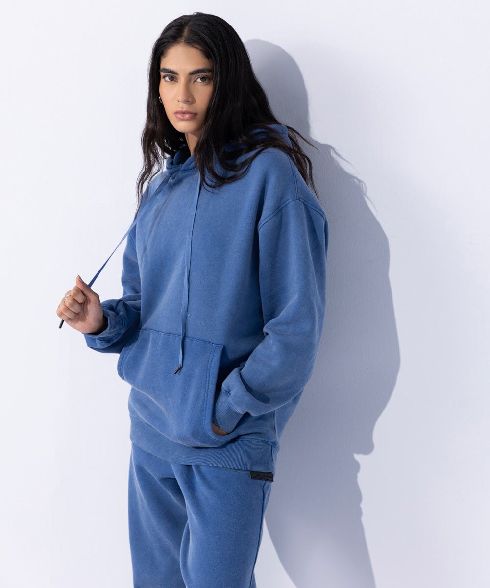 Woman - Blue Unisex Acid Washed Hoodie