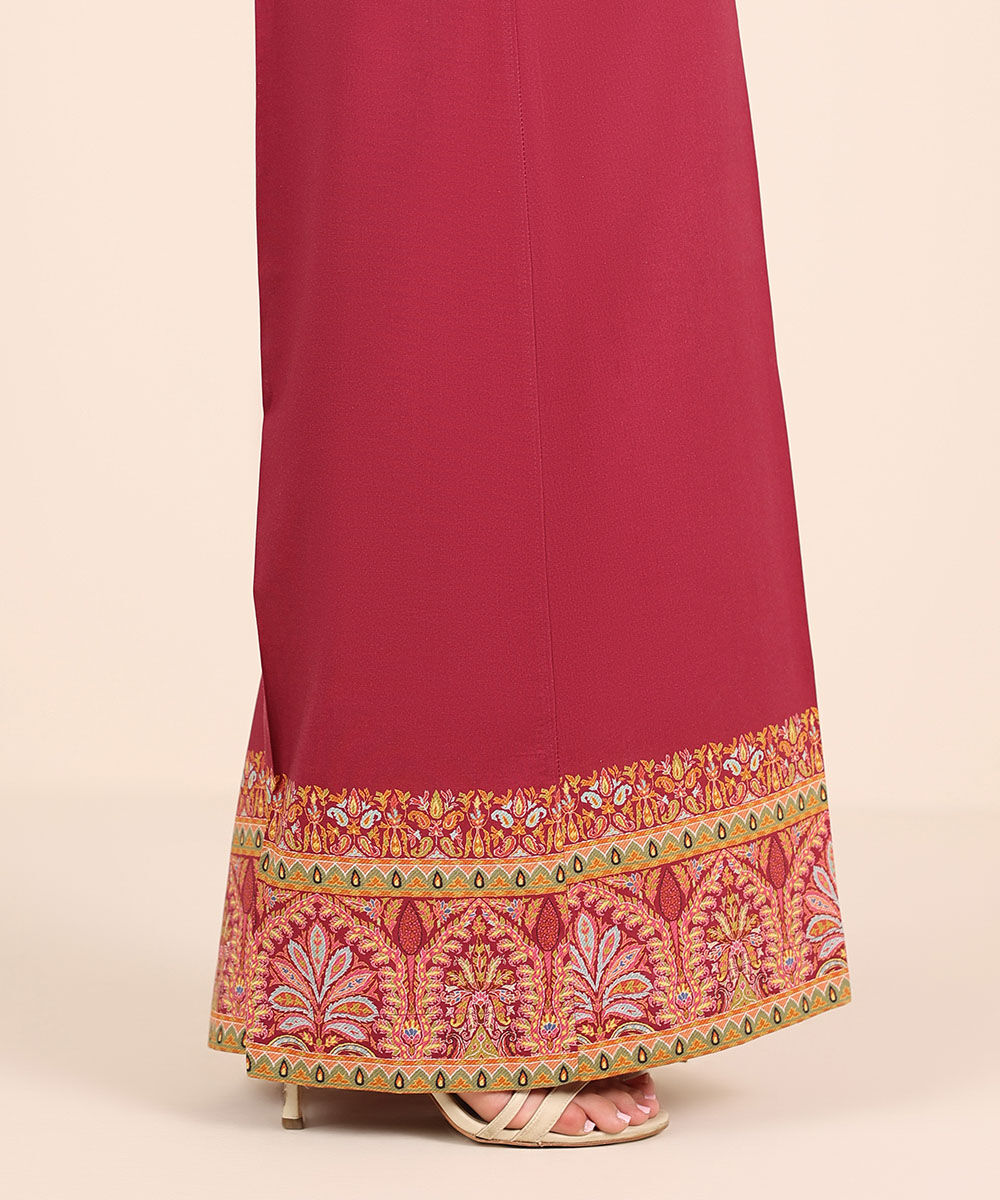 Women's RTW Cambric Red Solid Flared Pants