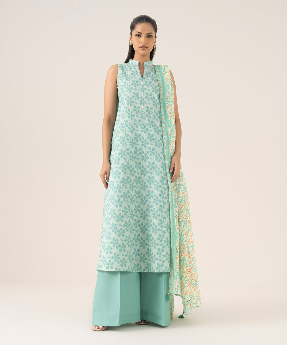 Women's Unstitched Lawn Printed Multi Three Piece Suit