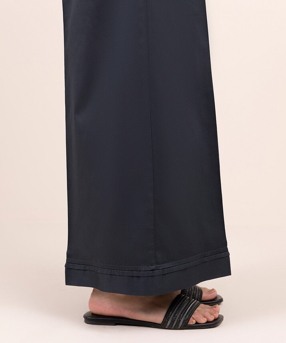 Women's Pret Cross Hatch Green Embroidered Flared Pants