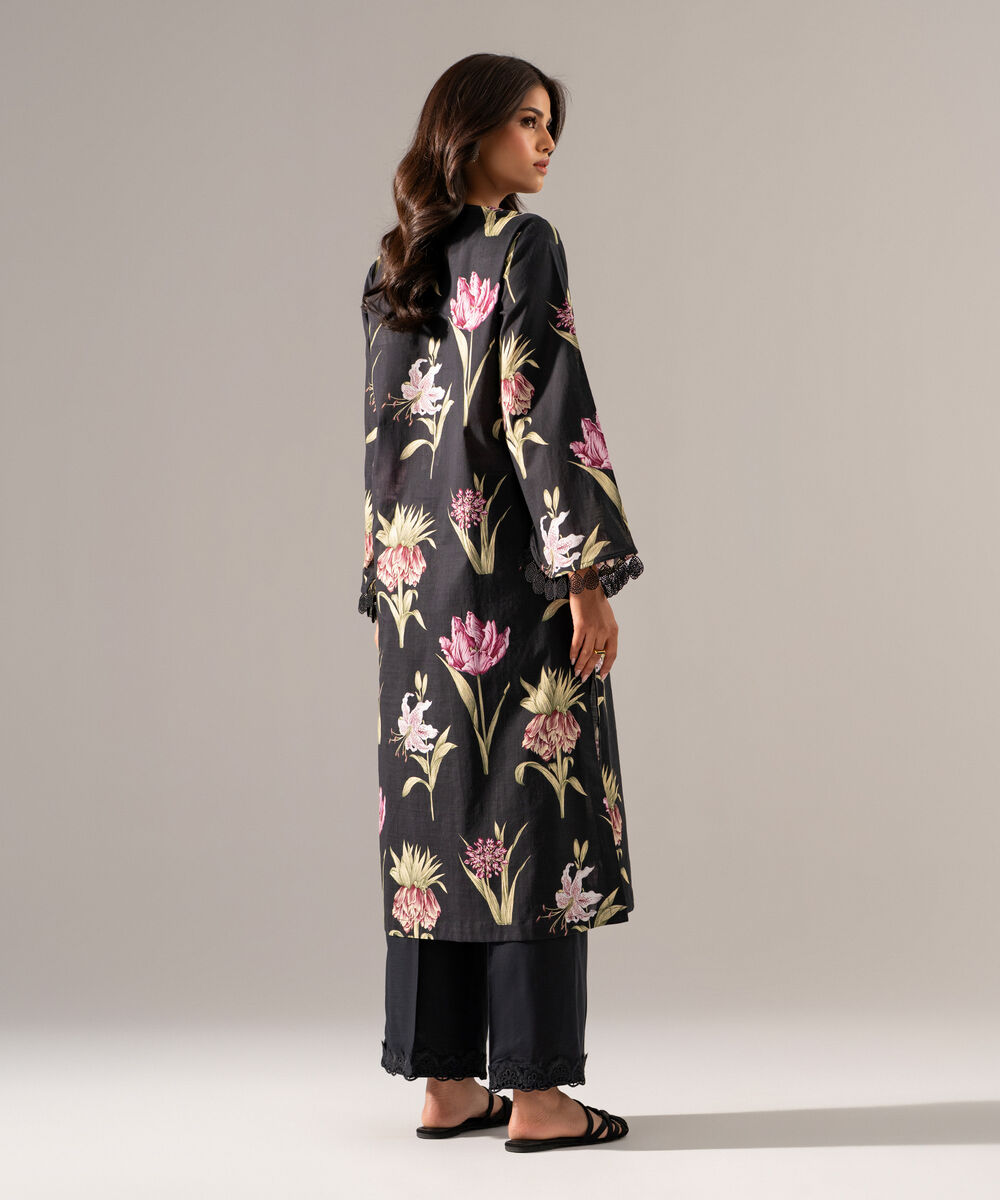 Women's RTW Cross Hatch Printed Black Straight Shirt