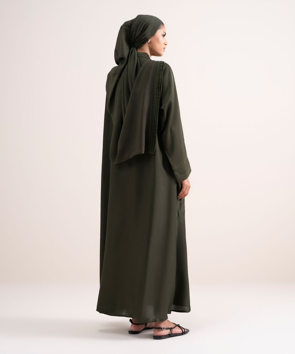 Women's Army Green Kimono Abbaya Set