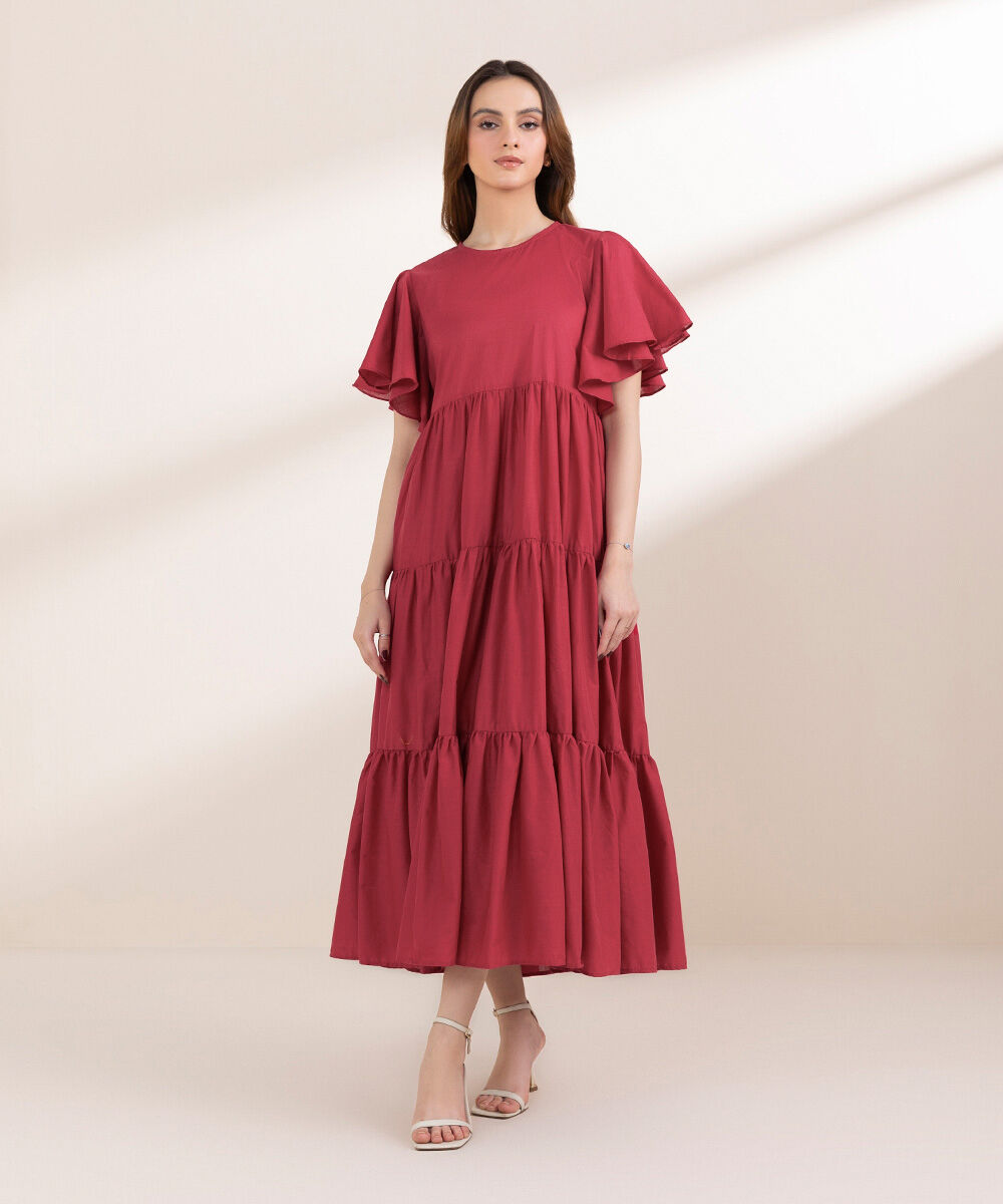 Women's Pret Cross Hatch Red Tier Dress