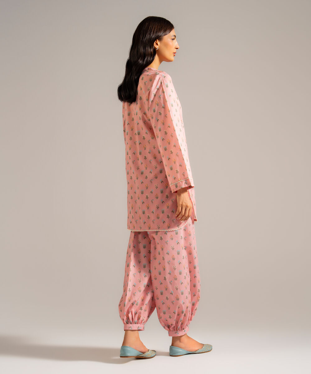 Women's RTW Lawn Printed Pink  Straight Shirt