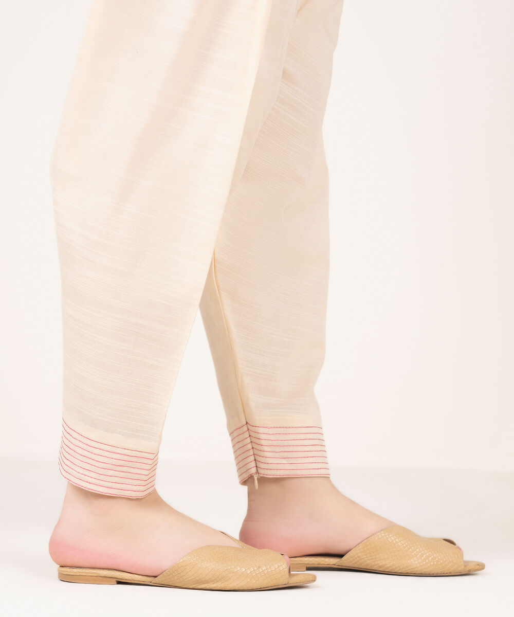 Women's RTW Light Khaddar Embroidered Off White Shalwar