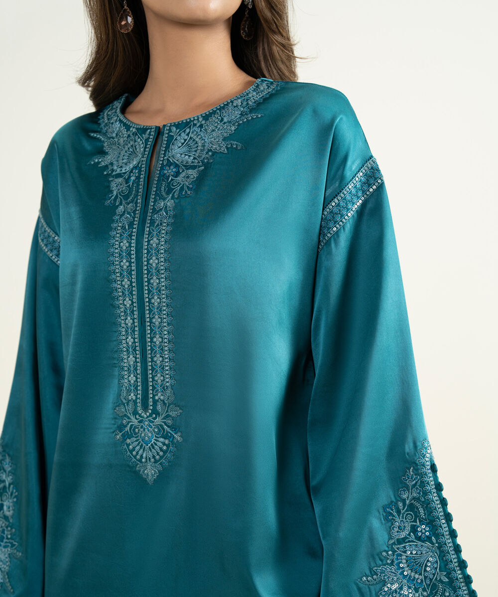 Women's Unstitched Blended Satin 3 Piece Suit