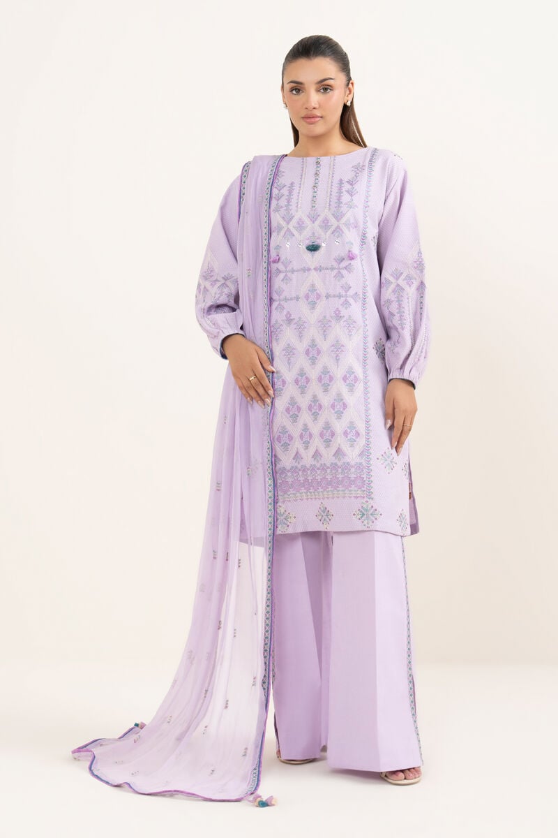 3 Piece - Embroidered Dobby Suit