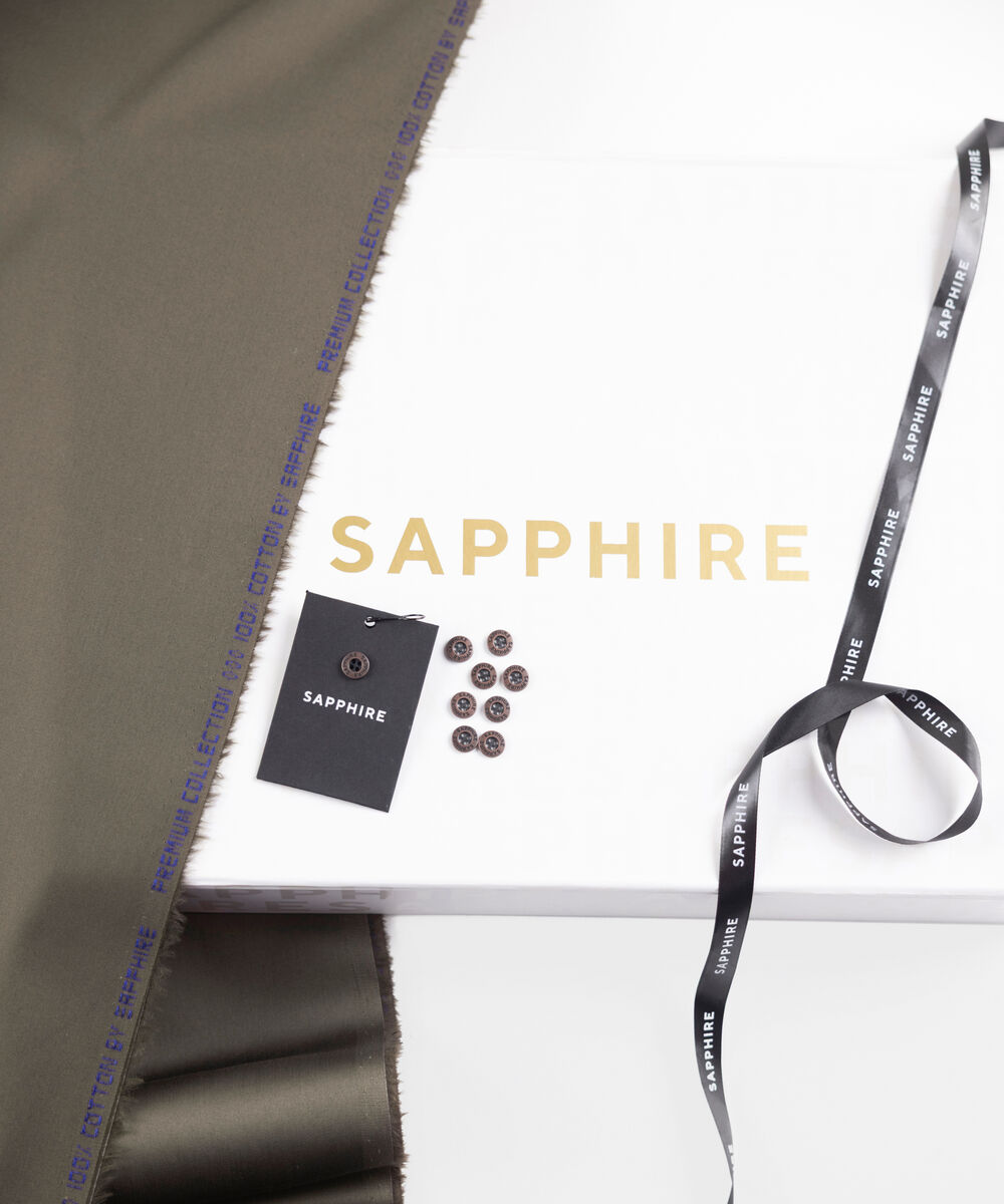 Men's Unstitched Two-Piece Premium Cotton Satin Charcoal Suit.