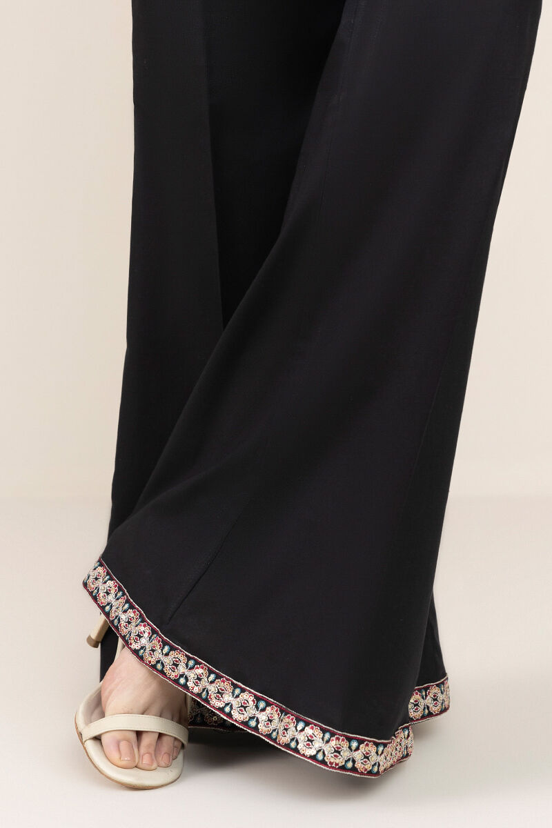 Embroidered Cambric Boot-cut Pants