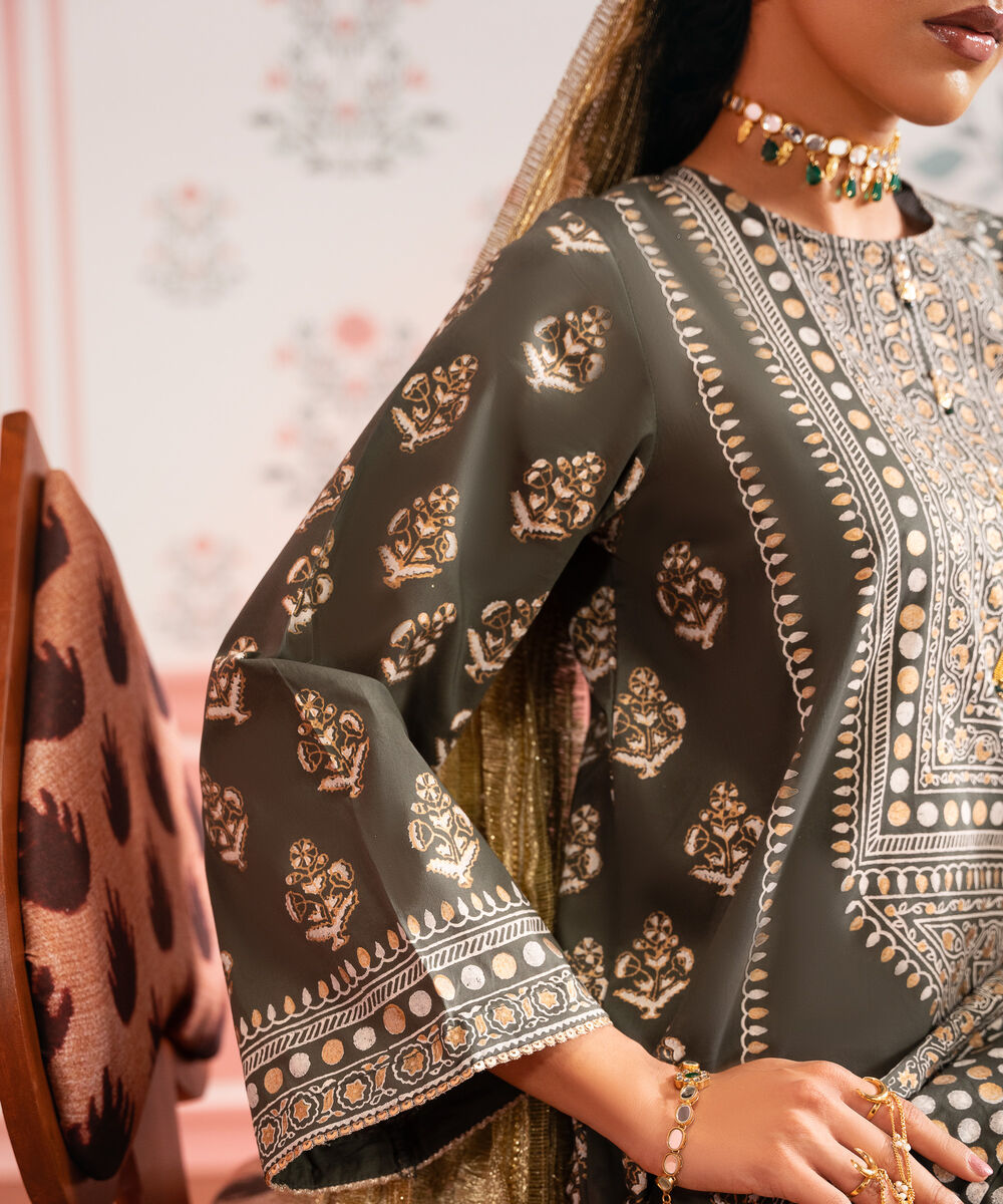 Women's RTW Lawn Green Printed A-Line Shirt