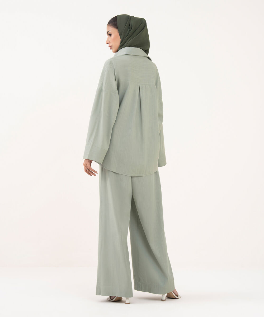 Women's Green Viscose Modest Wear Trousers