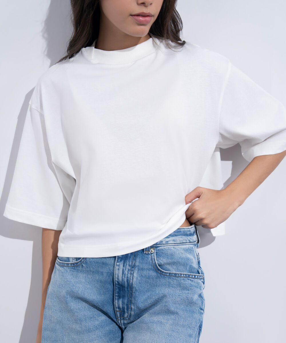 Women's Western Wear White Cropped T-Shirt