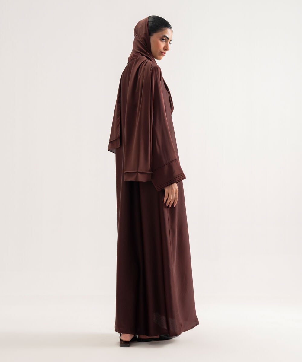 Women's Polyester Brown Regular Abaya Set