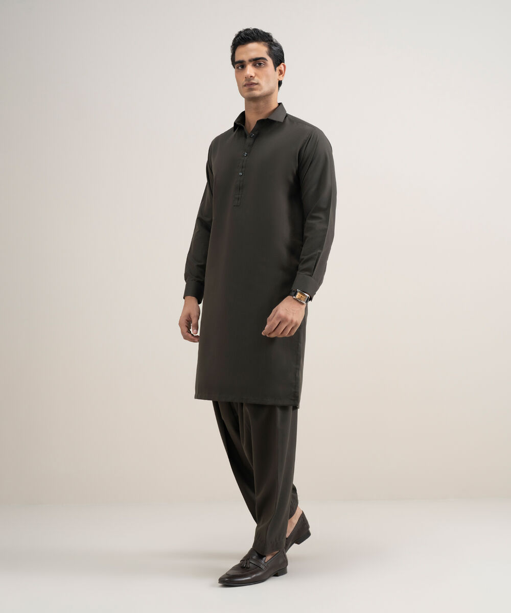 Men's Stitched Luxury Wash and Wear Brown Suit