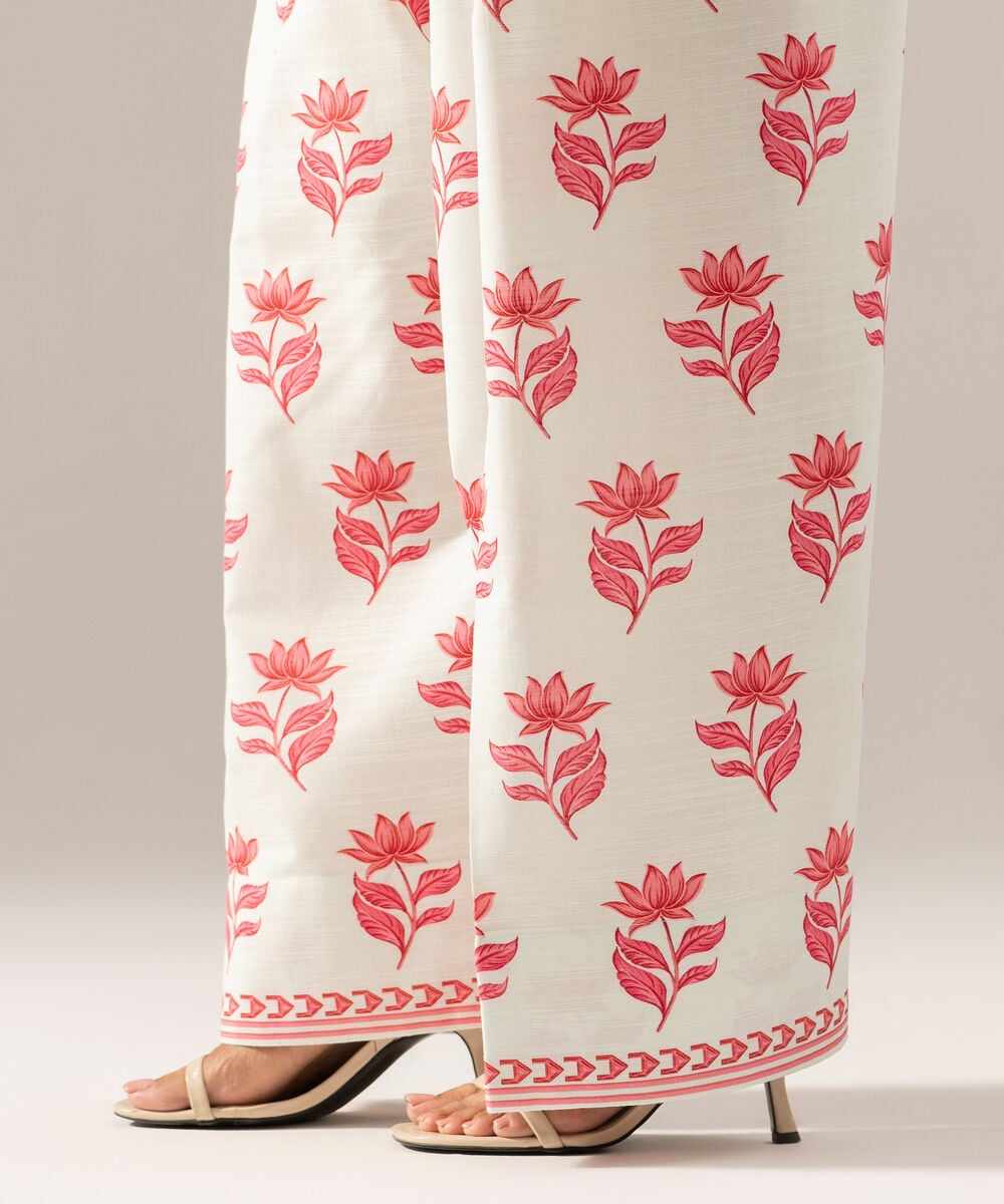 Women's RTW Printed Off White Khaddar Farshi Shalwar