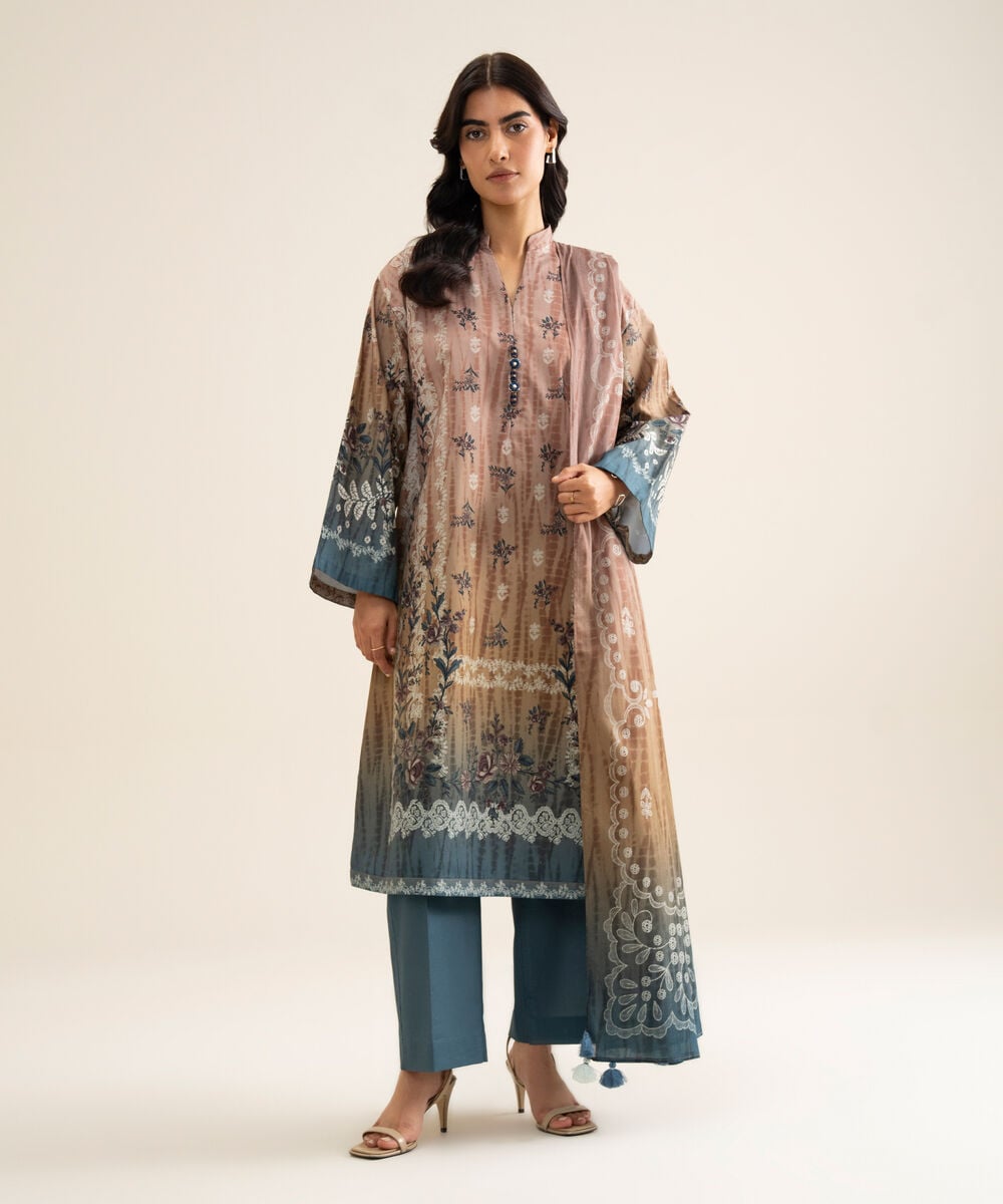 3 Piece - Printed Cotton Suit — Sapphire