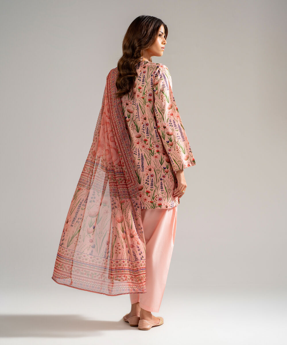 Women's RTW Dobby Embroidered Pink 3 Piece Suit