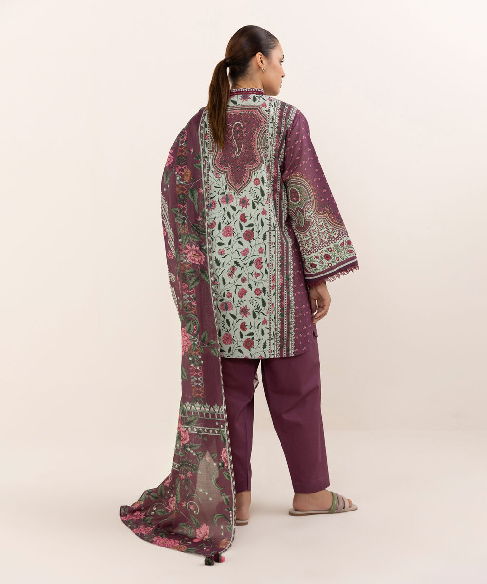 Women's Unstitched Cotton Printed Three Piece Suit