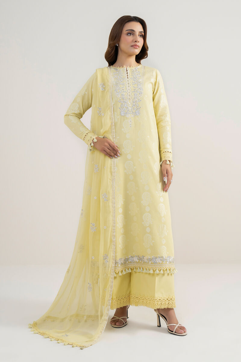 3 Piece - Embroidered Jacquard Suit