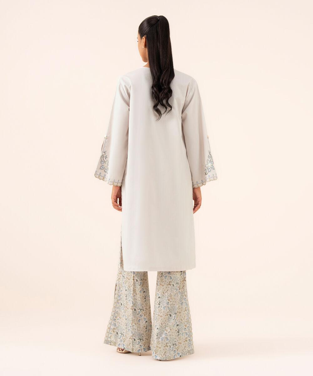 Women's Unstitched Lawn Embroidered Pink Two Piece Suit