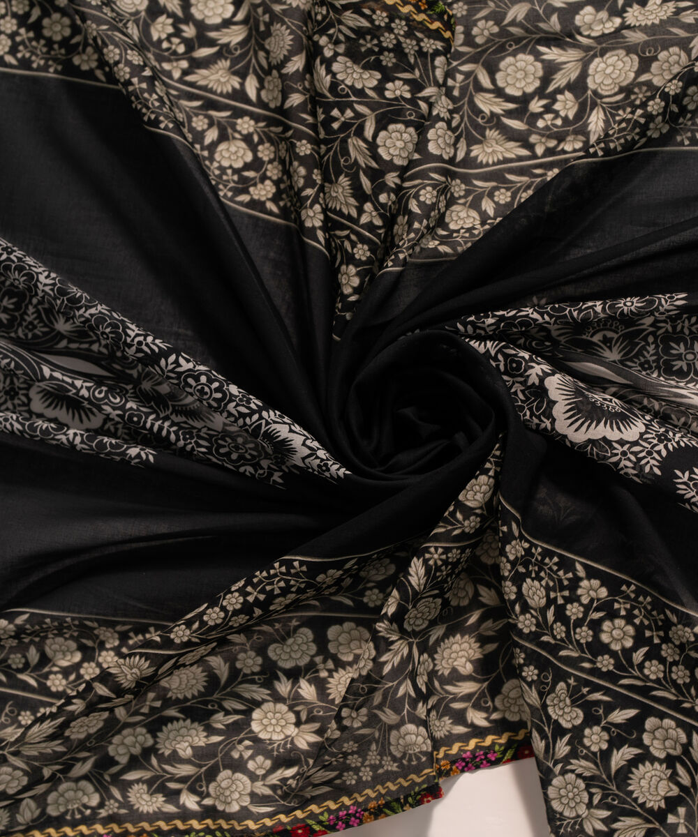 Lawn Printed Black Dupatta