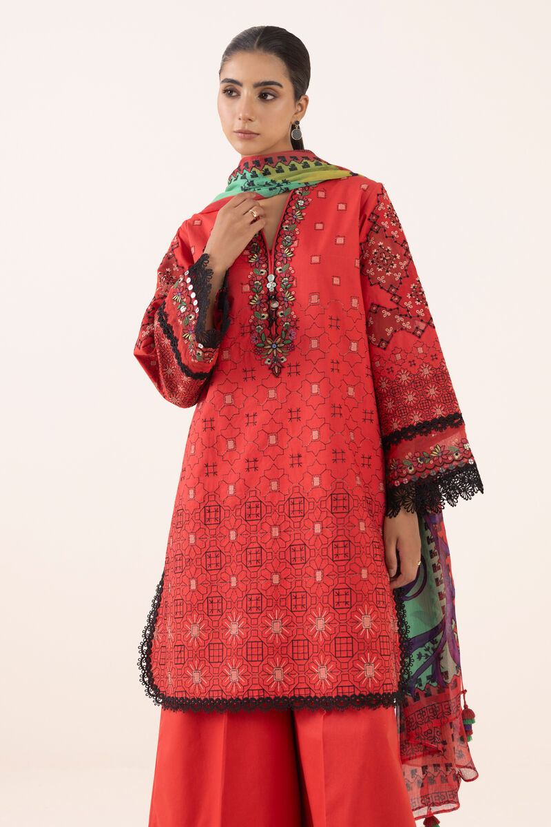 3 Piece - Embroidered Cotton Suit
