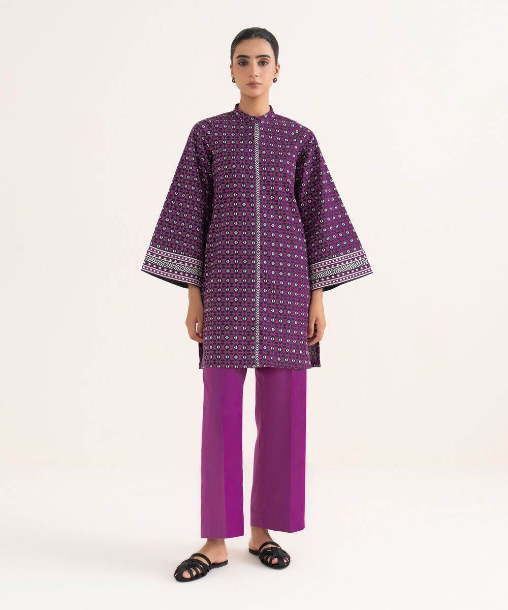 Women's Unstitched Lawn Printed Magenta Two Piece Suit