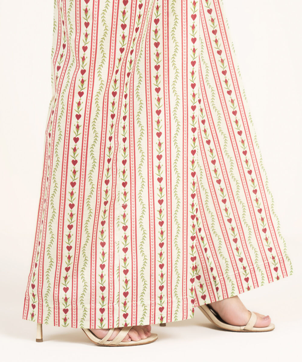 Women's RTW Crosshatch Printed Off White Flared Pants