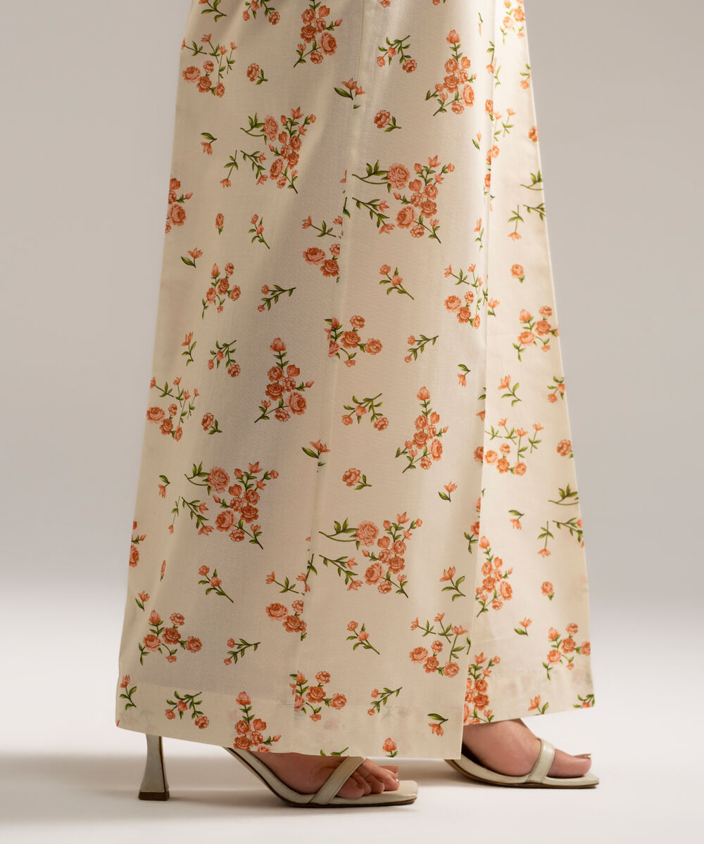 Women's RTW Cambric Printed Off White Culottes