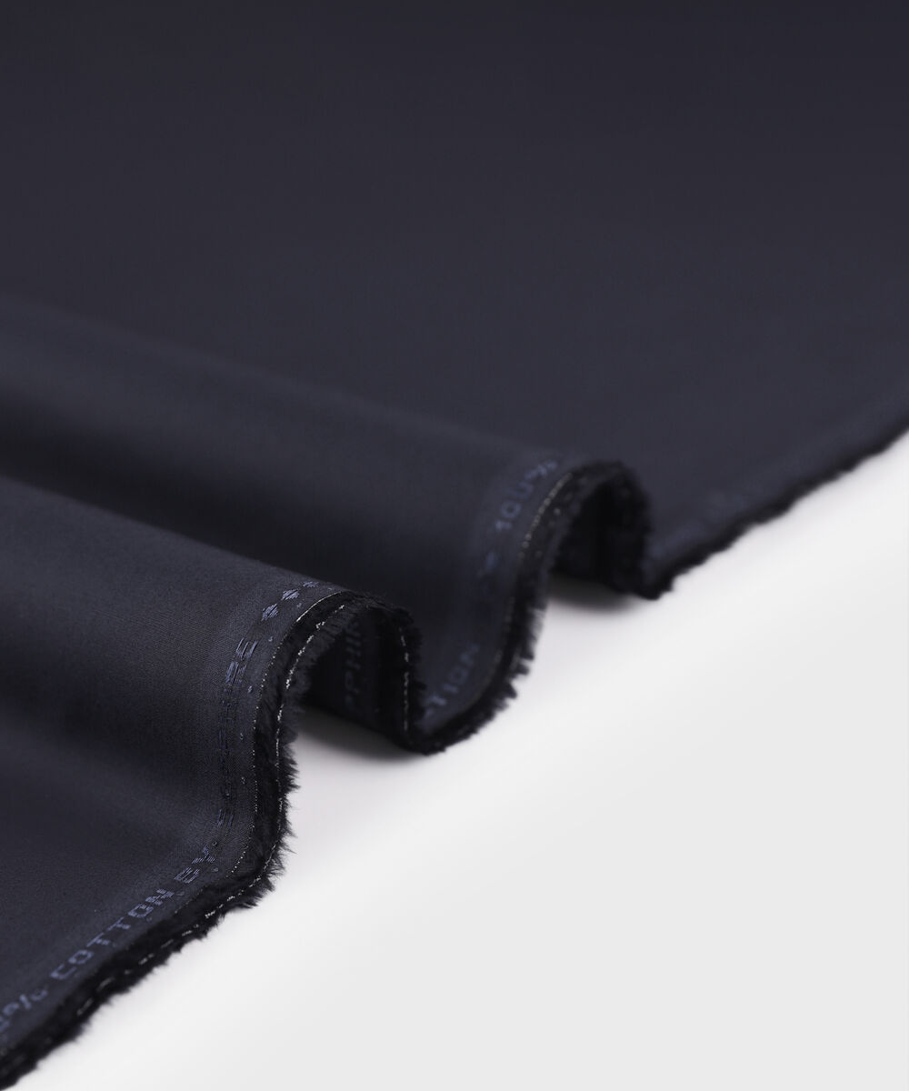 Men Unstitched Cotton Navy Full Suit Fabric
