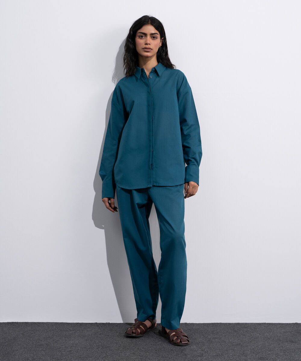 Women's Green Button Through Linen Blend Shirt