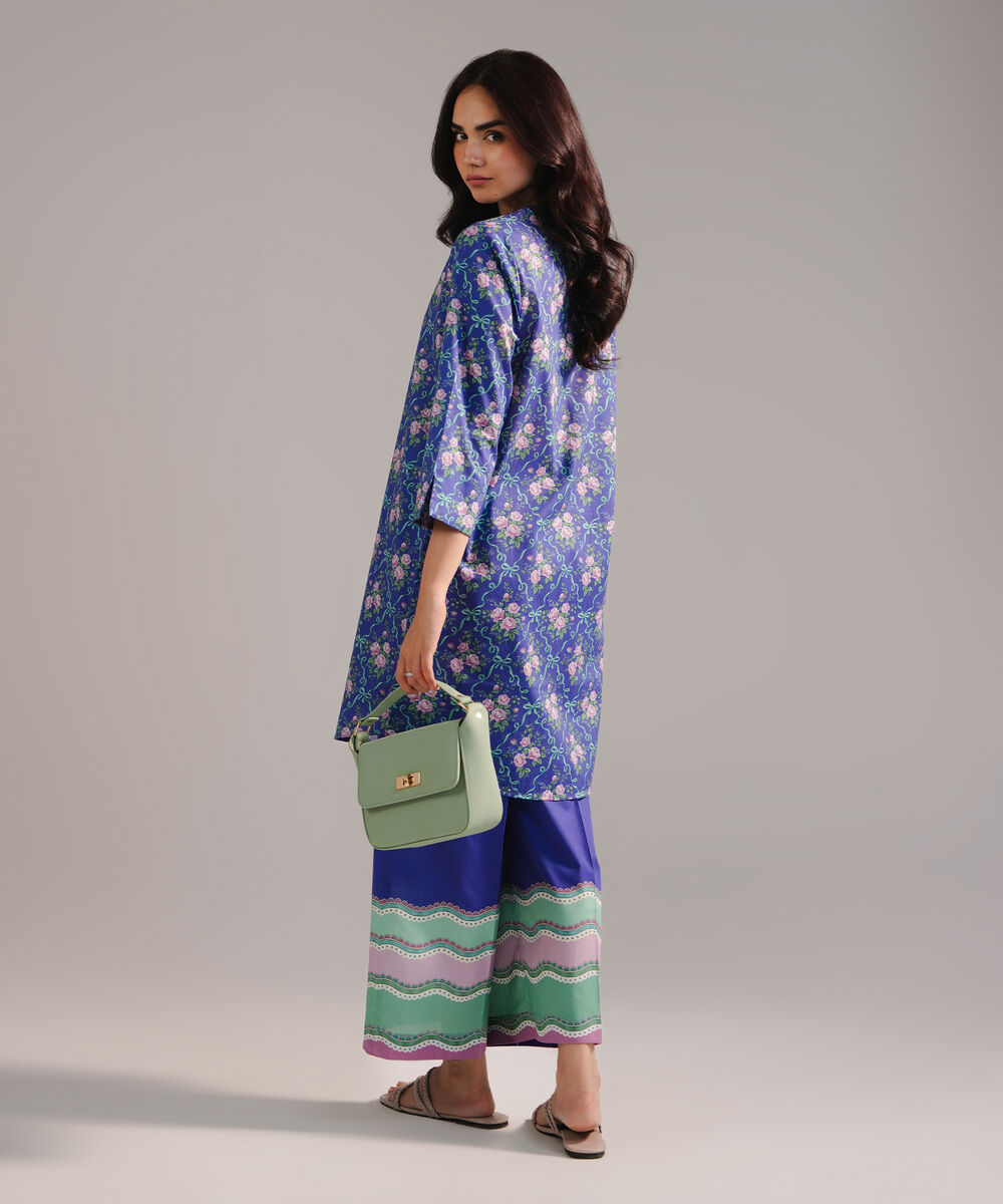 Women's RTW Crosshatch Printed Dark Blue Straight Shirt