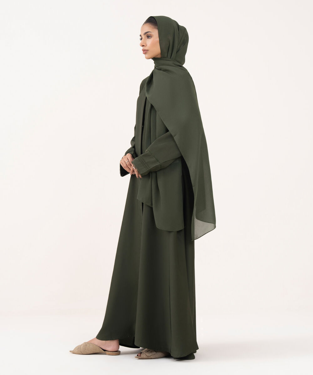 Women's Green Polyester Abaya