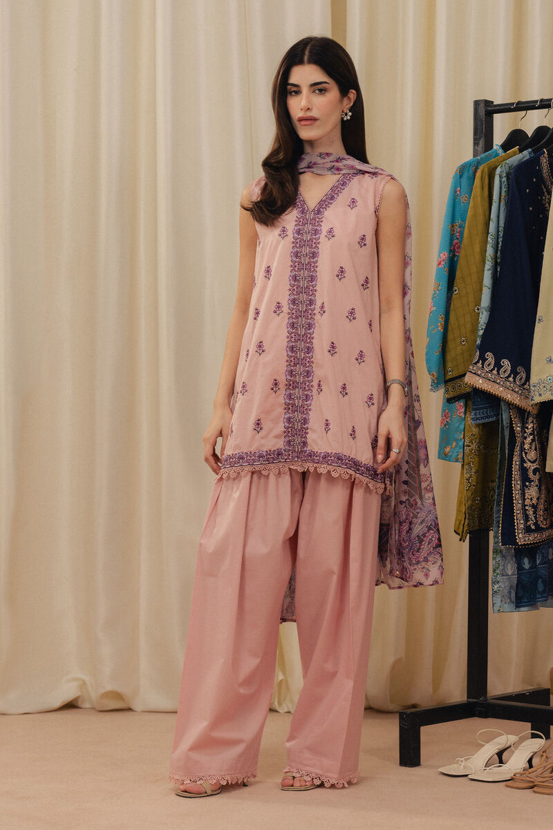 3 Piece - Embroidered Dobby Suit