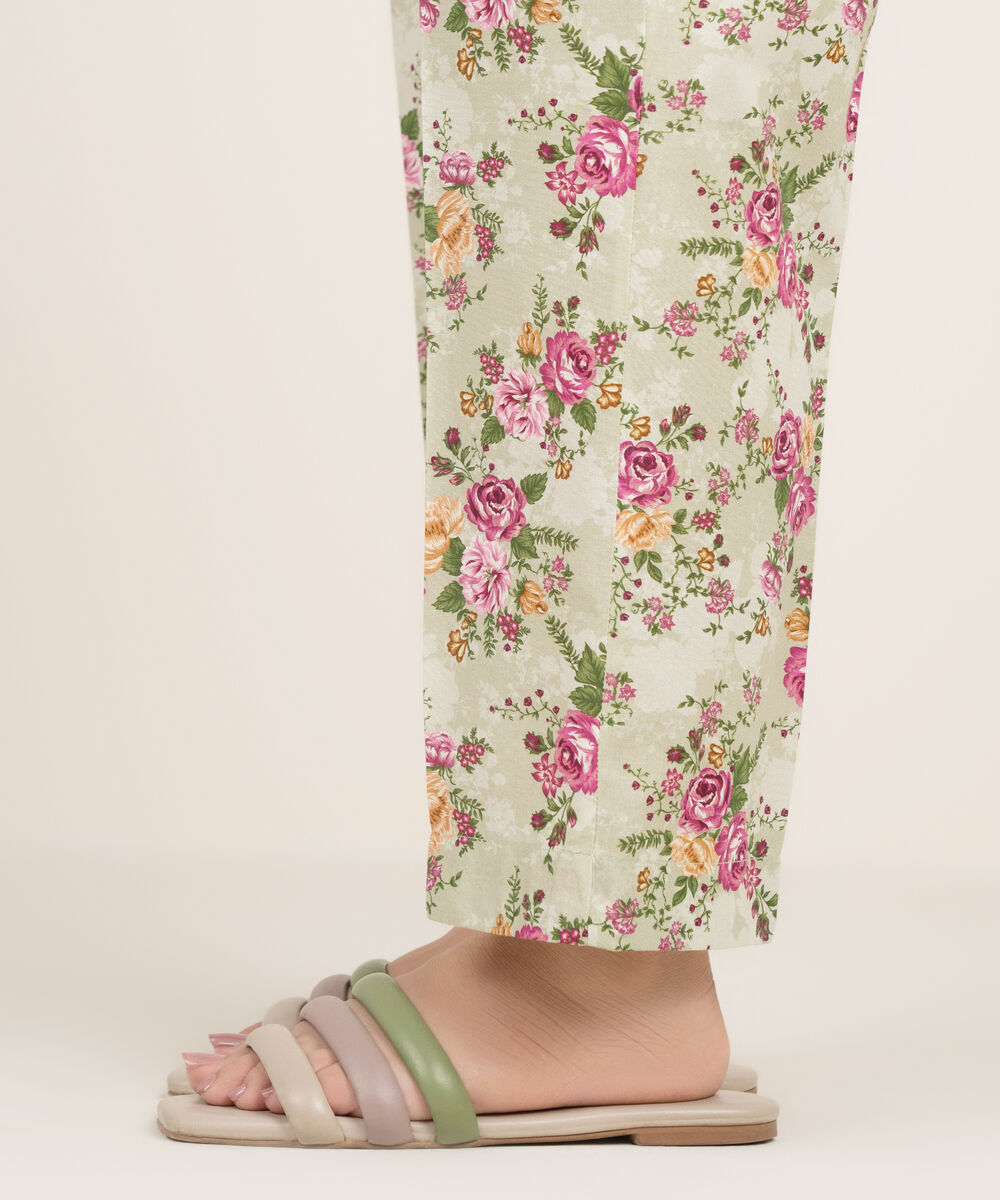 Women's RTW Cambric Embroidered Green Straight Pants