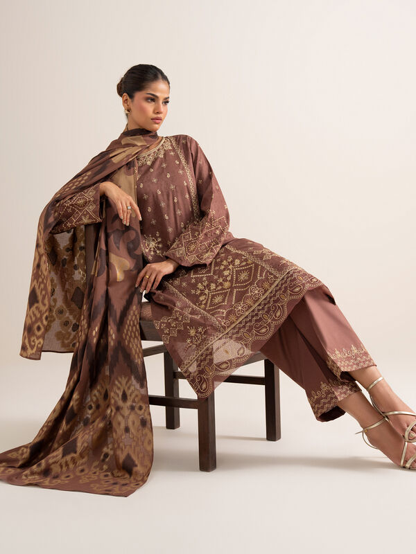 3 Piece - Embroidered Jacquard Suit
