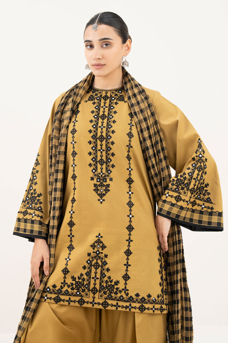 3 Piece - Embroidered Cotton Suit