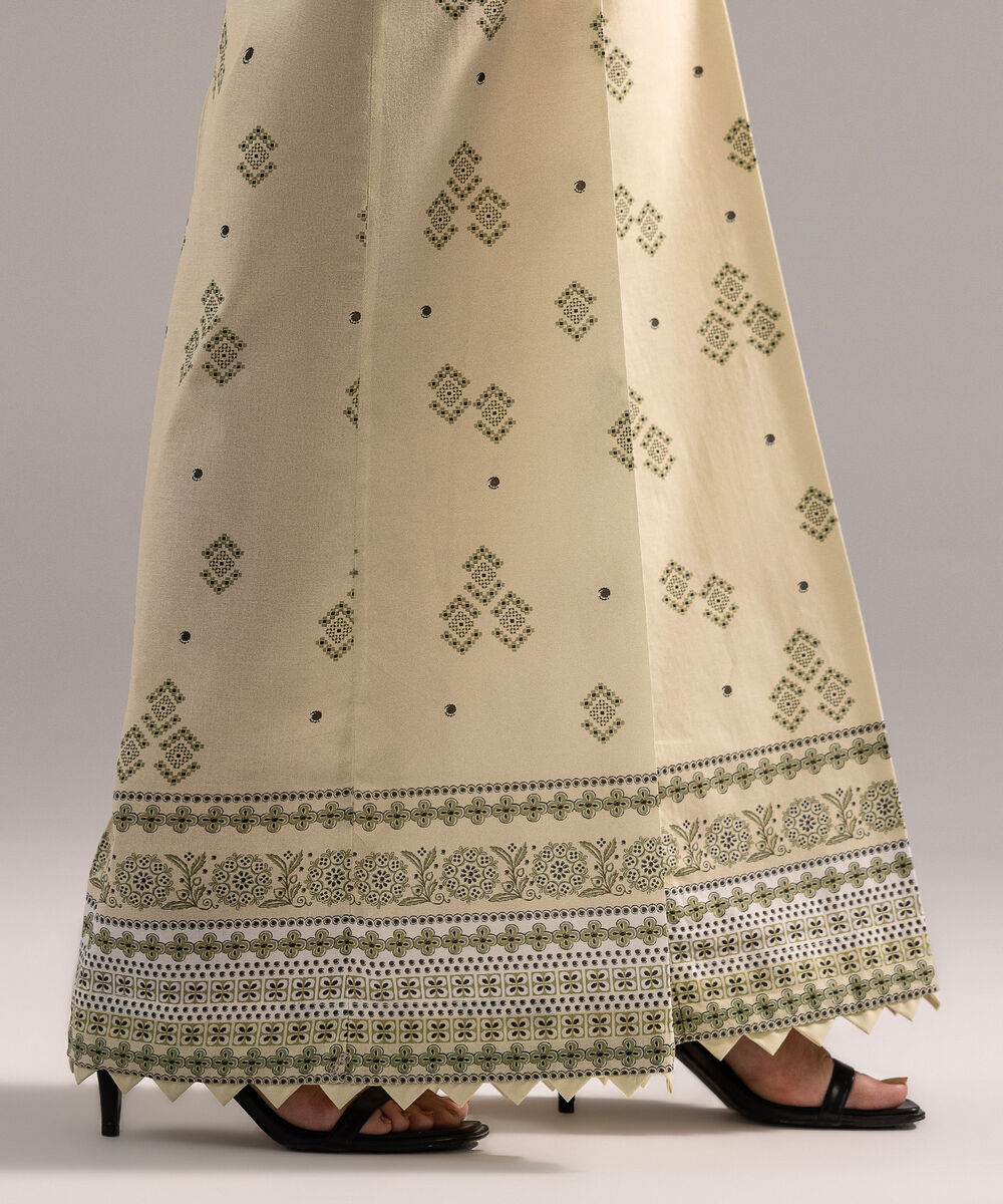 Women's RTW Cambric Printed Light Green Culottes