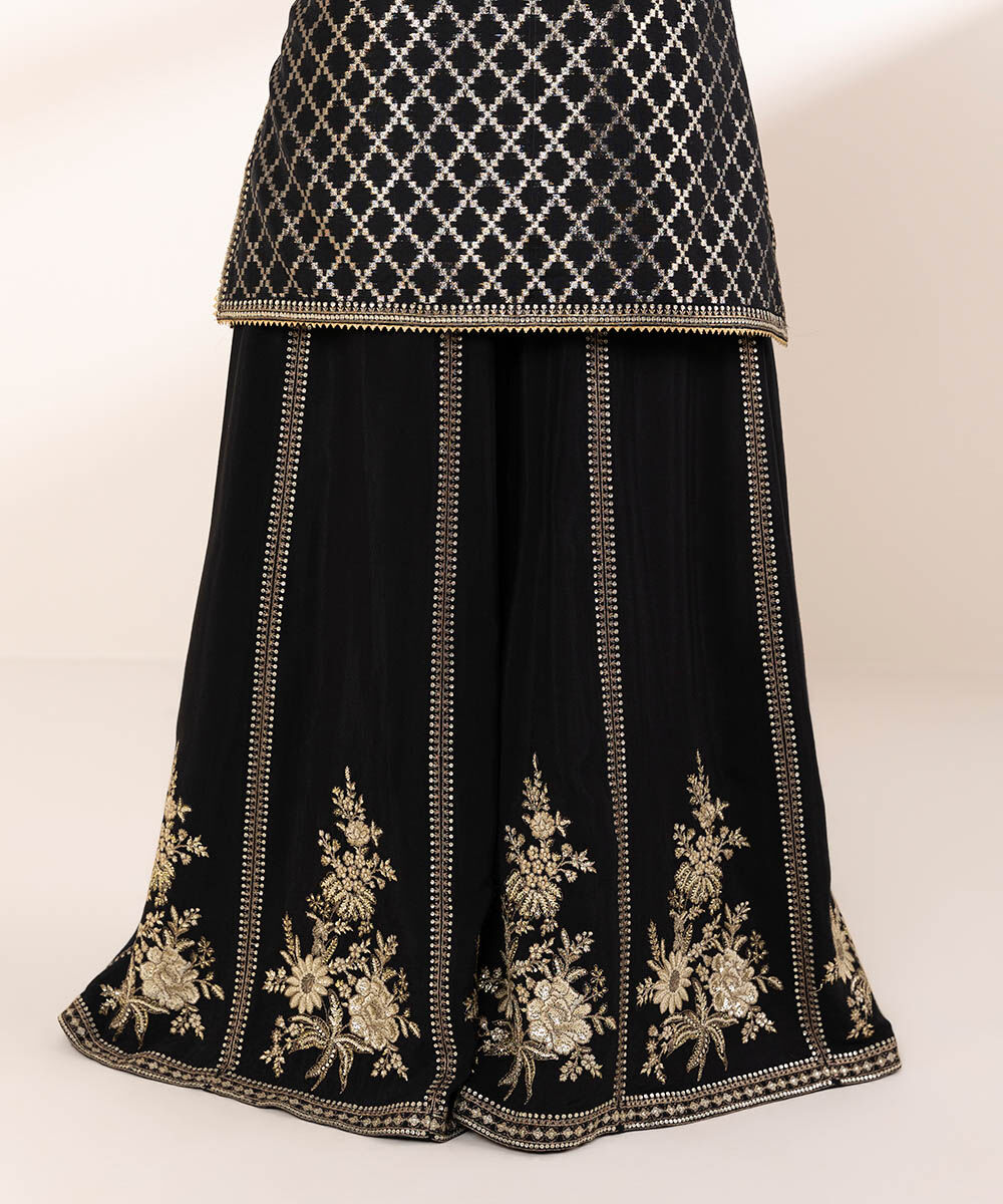 Women's RTW Masoori Black Embroidered Three Piece Suit