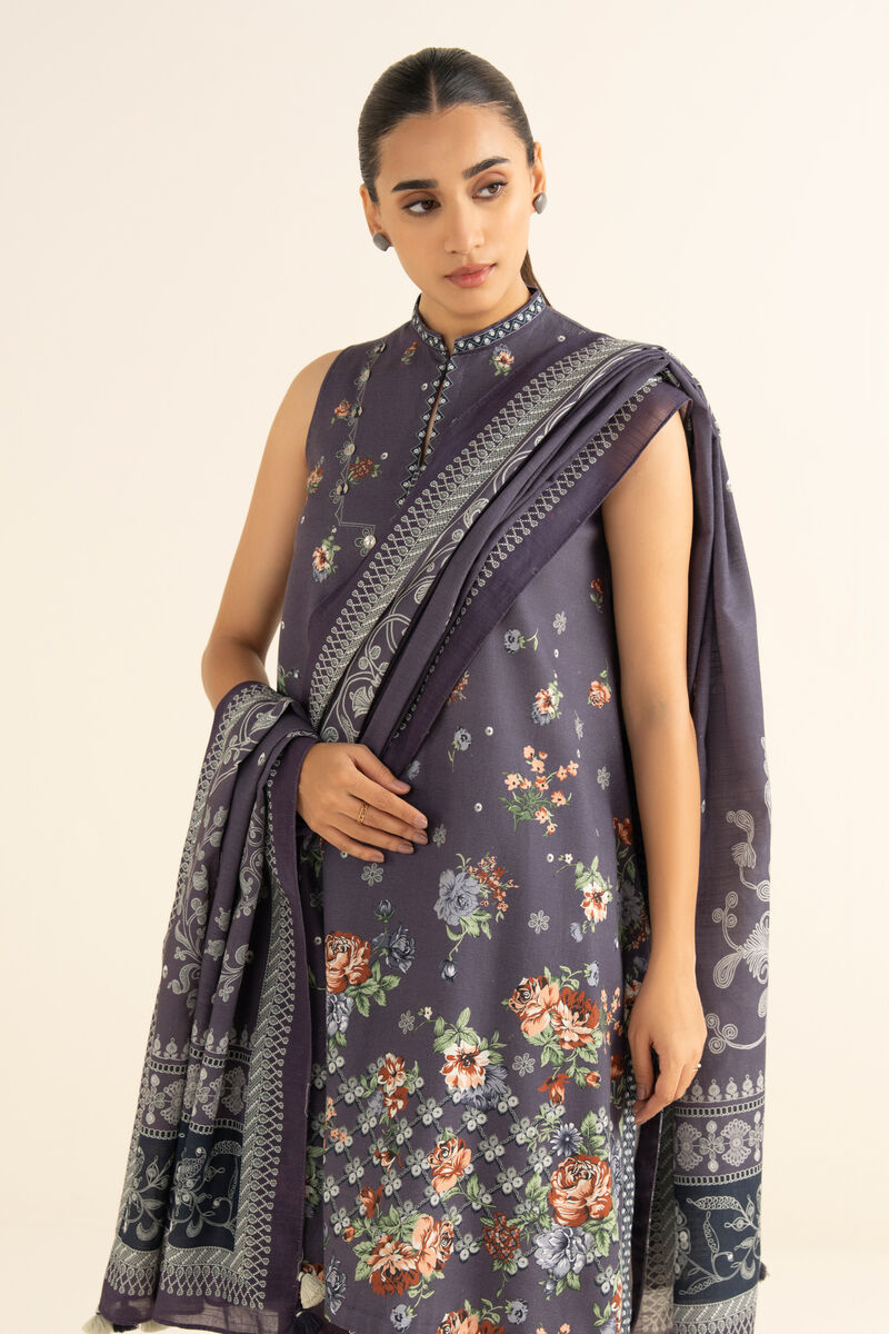 3 Piece - Printed Light Khaddar Suit