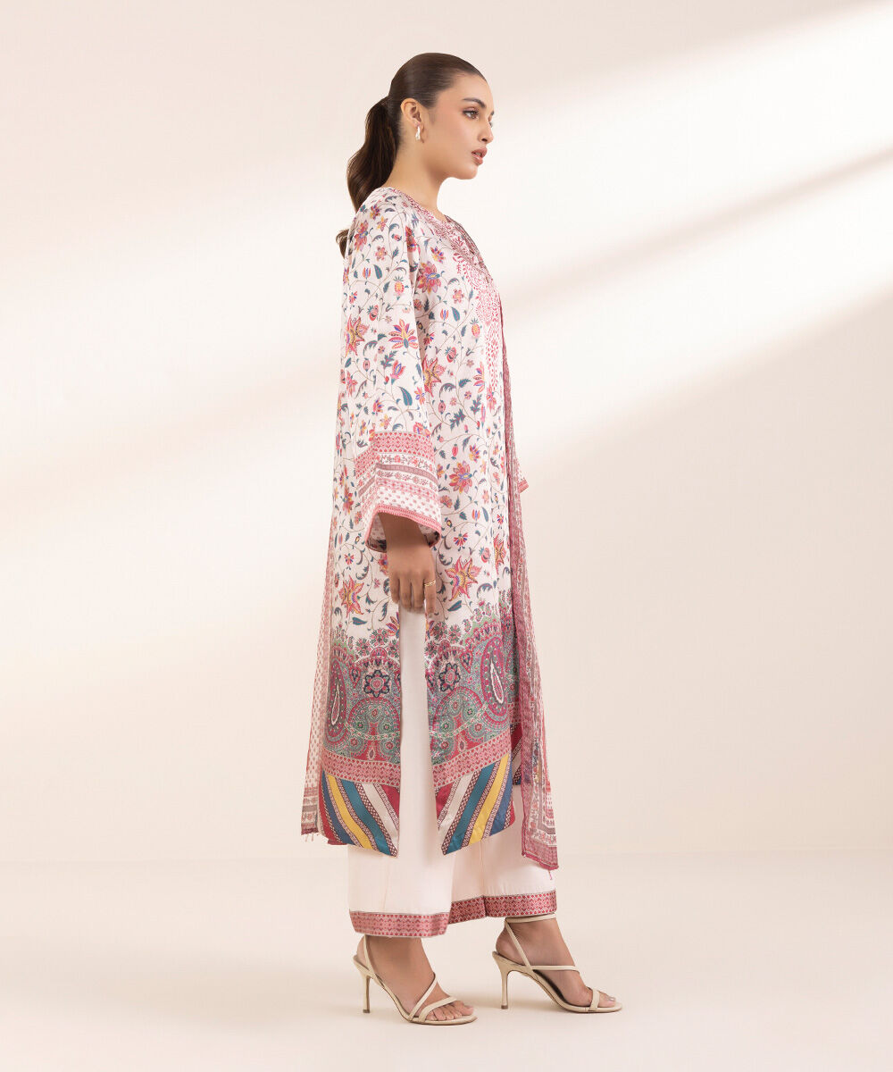 Woman - Multi 3 Piece - Printed Silk Suit