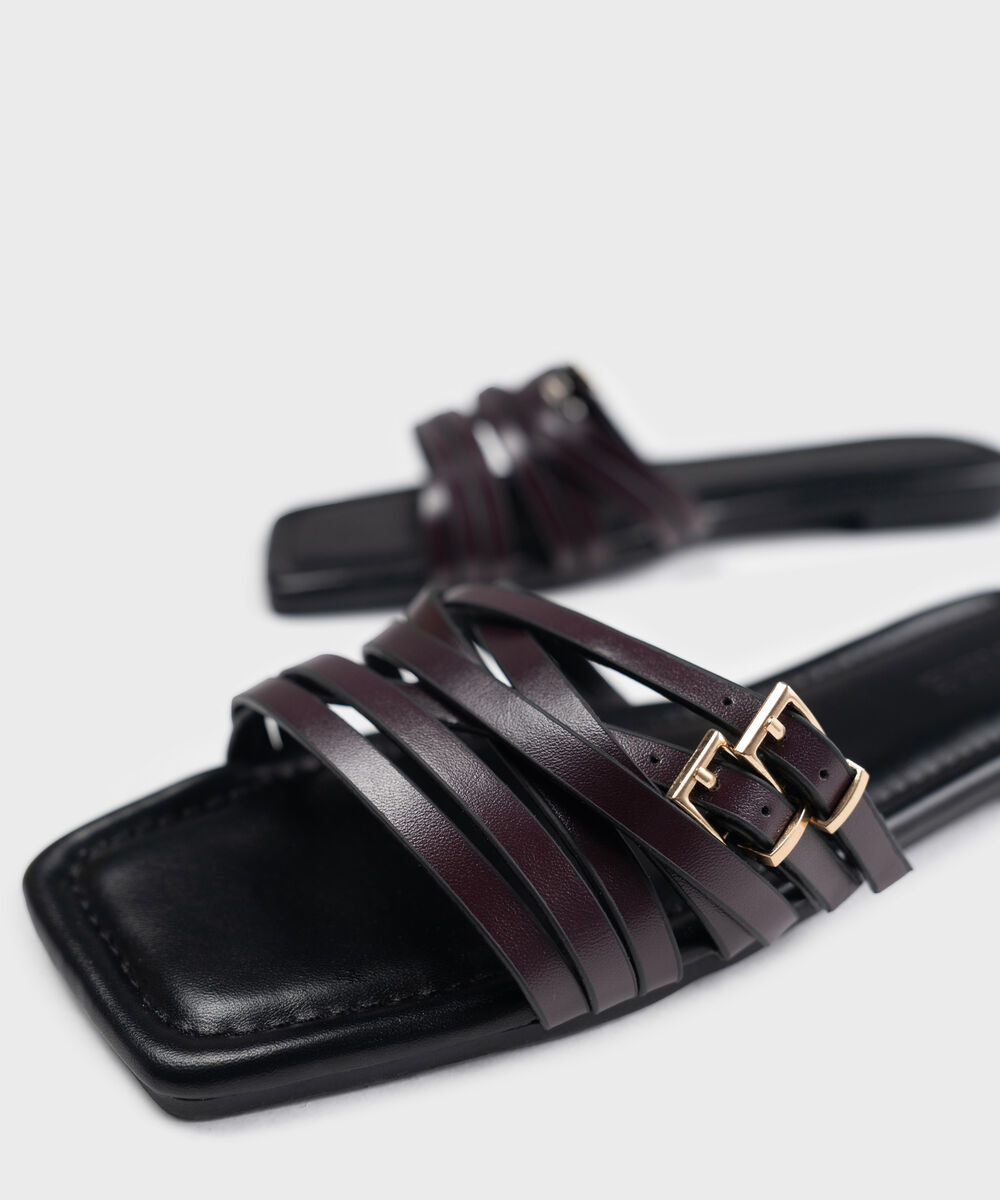 Women's Burgundy Crossover Strap Sandals