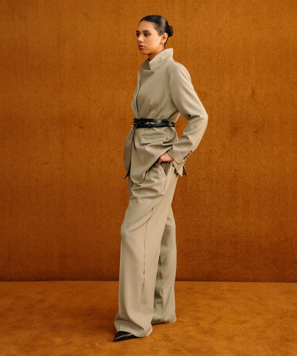 Women's Western Wear Beige Loose-Fit Tailored Blazer