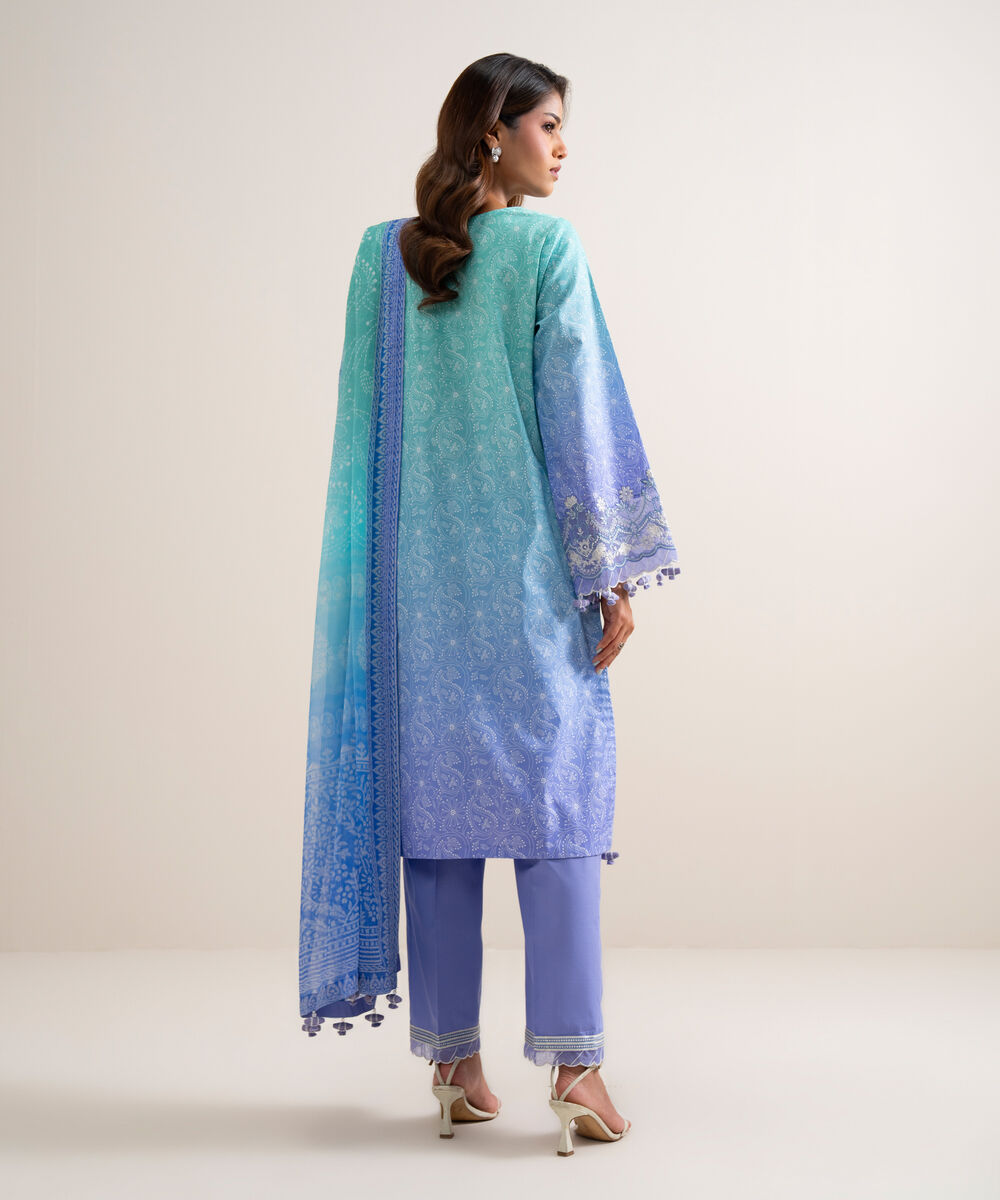 Women's Unstitched Lawn Embroidered Multi 3 Piece Suit