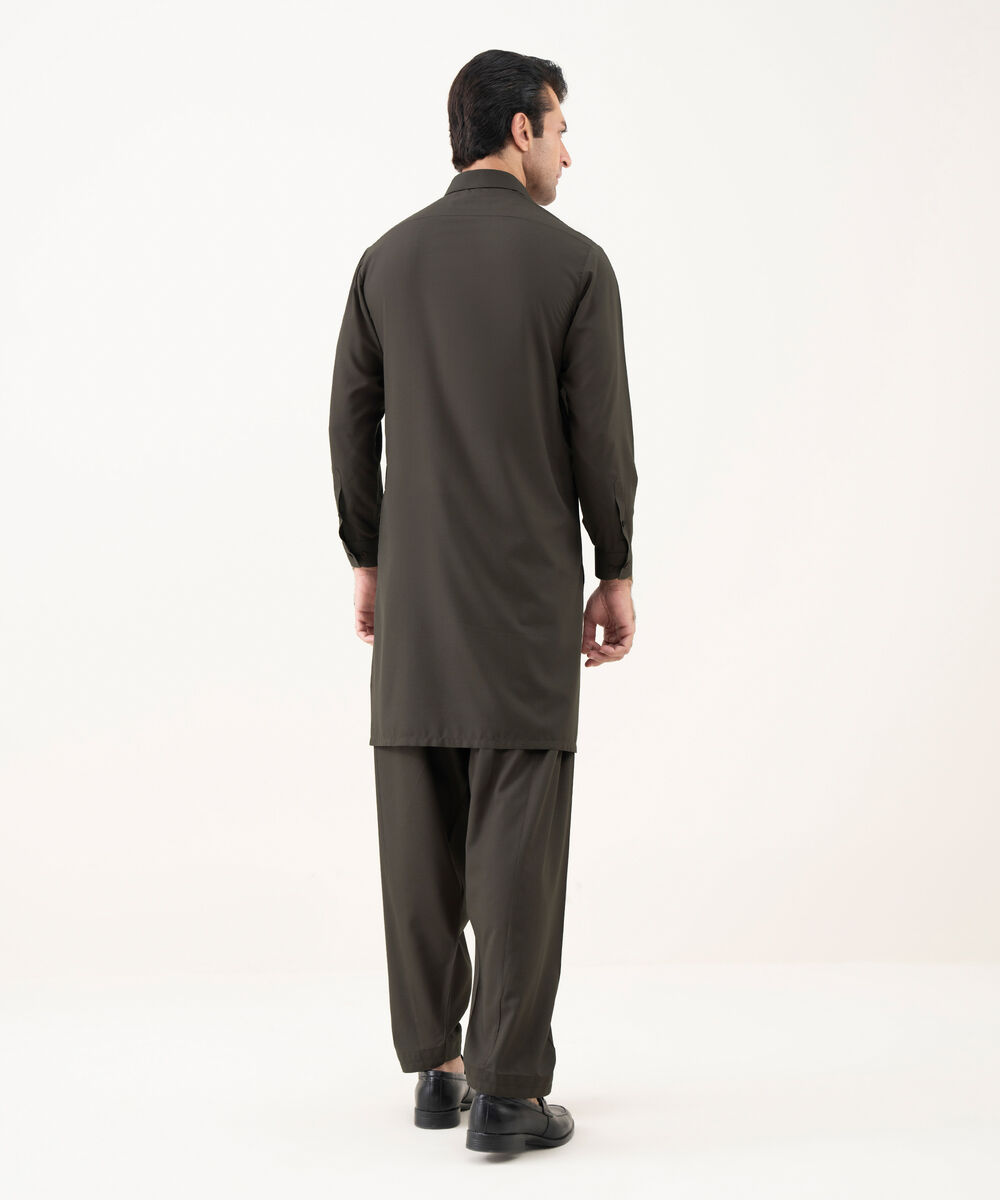 Men's 100% Cotton Plain Brown Kameez Shalwar