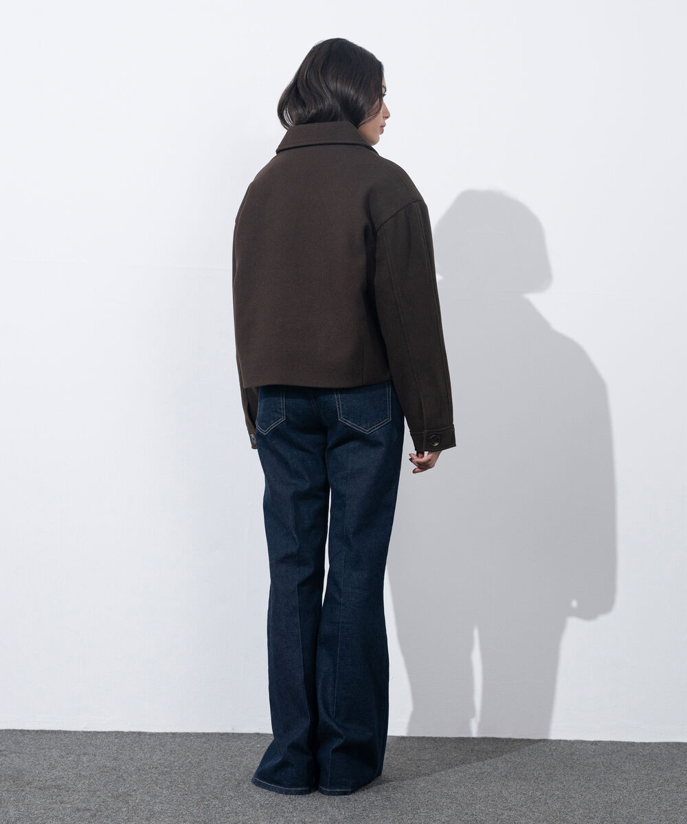 Women's Western Wear Brown Short Woollen Effect Coat