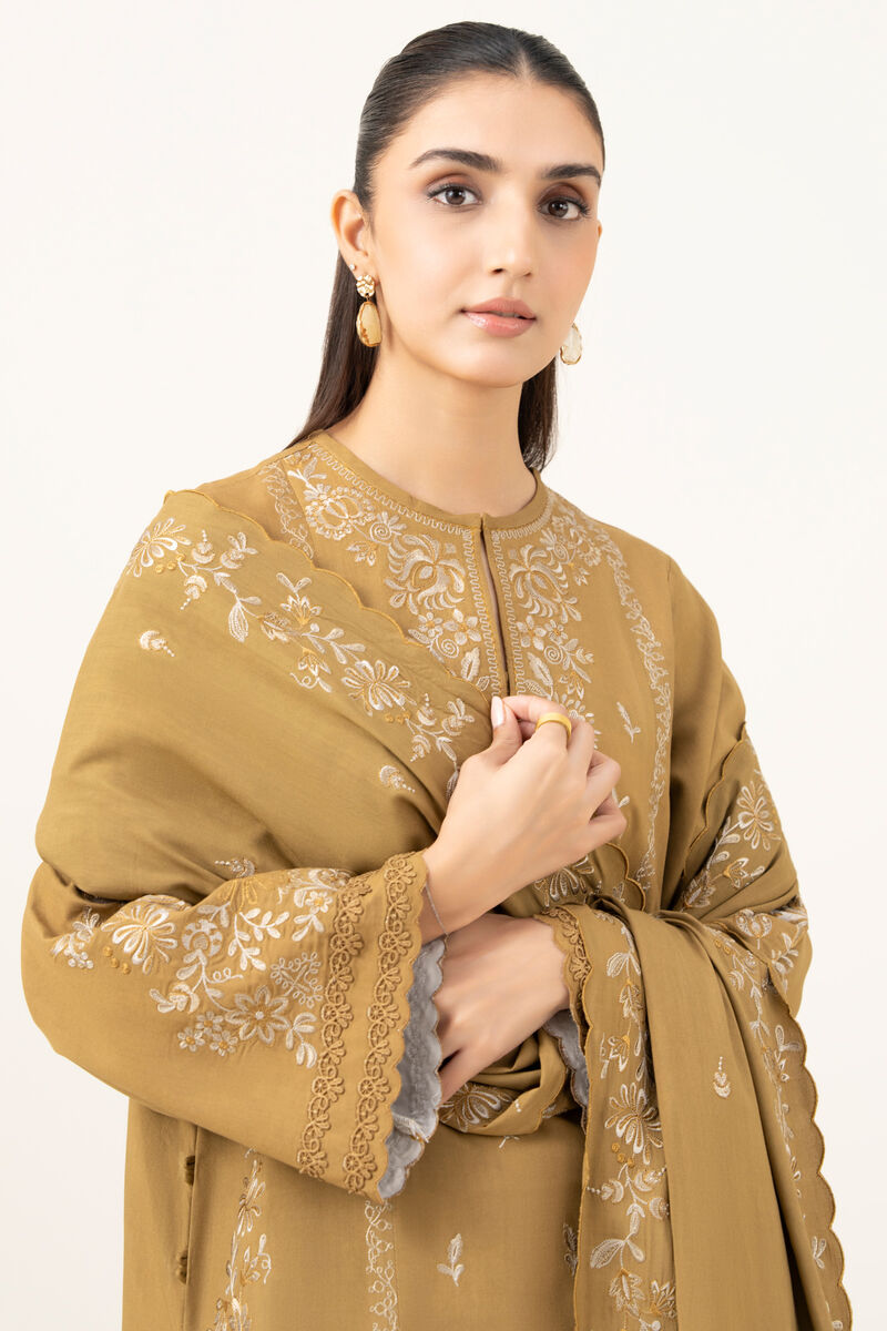 3 Piece - Embroidered Linen Suit